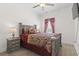 This bedroom has a rustic style with a bed frame made from reclaimed wood at 1428 Lanterns Rest Rd. # 1428, Myrtle Beach, SC 29579