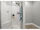 A clean shower stall with glass door and stainless steel shower head at 1428 Lanterns Rest Rd. # 1428, Myrtle Beach, SC 29579