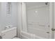 Bright bathroom featuring a clean, all-white shower/tub combination at 1501 S Ocean Blvd. # 1039, Myrtle Beach, SC 29577