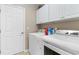 Bright laundry room with modern washer and dryer, white cabinets, and a clean, organized space at 178 Parmalee Dr. # C, Murrells Inlet, SC 29576