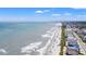 Aerial of oceanfront town, highlighting the beach, homes, and distant cityscape, perfect for vacations at 212 29Th Ave. N # 204, North Myrtle Beach, SC 29582