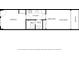 Black and white diagram of a floor plan showcasing a bedroom, kitchen, bathroom, living room, dining area, and balcony at 3000 N Ocean Blvd. # 1127, Myrtle Beach, SC 29577
