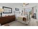 Bedroom with a queen bed, ceiling fan, and neutral color palette at 310 Lockerbie Ct. # 1057, Myrtle Beach, SC 29577