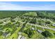 Expansive aerial view capturing a residential area surrounded by lush greenery and open fields at 324 Camellia Ave., Marion, SC 29571
