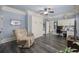 This office space has plenty of room, a comfortable chair, and built-in cabinets at 350 Saint Julian Ln., Myrtle Beach, SC 29579