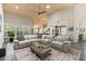 Spacious living room with vaulted ceilings, gray flooring, and ample seating, perfect for entertaining guests at 3647 Diamond Stars Way, Little River, SC 29566