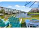 Waterfront backyard with Adirondack chairs offering tranquil views of the canal at 401 Marlin St., Sunset Beach, NC 28468