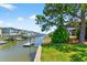 Waterfront view of the canal, with a private dock, easy boating access, and neighborhood views at 401 Marlin St., Sunset Beach, NC 28468
