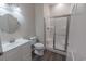 Bathroom featuring a framed shower with glass doors and a white vanity sink at 468 River Oak Dr. # 66D, Myrtle Beach, SC 29579