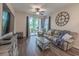 Inviting living room with sliding glass doors to the outside patio at 468 River Oak Dr. # 66D, Myrtle Beach, SC 29579