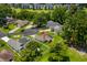 Aerial view of a single-Gathering home within a wooded residential community, featuring manicured lawns at 483 Oakmont Dr., Myrtle Beach, SC 29579