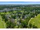 High aerial perspective of residential neighborhood featuring winding streets, single-Gathering homes, and green tree canopy at 483 Oakmont Dr., Myrtle Beach, SC 29579