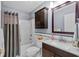 Neutral bathroom with a combined shower and tub, along with a modern vanity and storage at 483 Oakmont Dr., Myrtle Beach, SC 29579