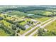 Expansive aerial view of property featuring green fields, multiple buildings, and road access at 580 Circle M Rd., Longs, SC 29568