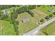 Expansive aerial view of a single story home with a spacious yard surrounded by lush greenery at 580 Circle M Rd., Longs, SC 29568