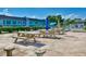 Picnic tables with umbrellas provide a relaxing outdoor space for community gatherings at 832 Villa Dr. # 832, North Myrtle Beach, SC 29582