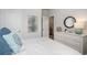 Bedroom with a bed and dresser, decorated with neutral tones and a serene atmosphere at 1402 Nokota Dr., Conway, SC 29526
