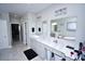 Large bathroom with double sinks, a long countertop, and access to the shower and bathtub at 1455 Whooping Crane Dr., Conway, SC 29526