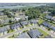 An aerial view showing attractive homes in a coastal neighborhood with manicured lawns near a scenic waterway at 1584 Sand Harbor Cir. # 1584, Ocean Isle Beach, NC 28469