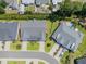 A high angle shot reveals a home featuring a manicured lawn, driveway, and a private backyard oasis at 1584 Sand Harbor Cir. # 1584, Ocean Isle Beach, NC 28469