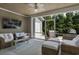 Relaxing screened-in porch with comfortable seating, tv and outdoor decor at 1584 Sand Harbor Cir. # 1584, Ocean Isle Beach, NC 28469
