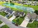 Aerial view of the homes and pond, showcasing landscaping and community layout at 232 White Water Loop, Conway, SC 29526