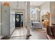 Welcoming foyer with tile floors, lockers, high ceilings, and a charming dining table set with a checkered cloth at 232 White Water Loop, Conway, SC 29526