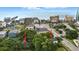 An aerial view of a home showing it's proximity to the beach and pier at 304 1St Ave. N, Myrtle Beach, SC 29577