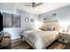 Bright bedroom with a ceiling fan and neutral-toned walls and furnishings at 5601 N Ocean Blvd. # E-113, Myrtle Beach, SC 29577