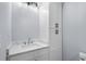 Bathroom featuring a sink with white cabinetry, quartz countertops, and sleek matte black hardware at 6001-Mh13A S Kings Hwy., Myrtle Beach, SC 29575