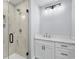 Bathroom featuring a shower stall with glass door and white vanity at 6001-Mh13A S Kings Hwy., Myrtle Beach, SC 29575