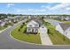 Beautiful aerial view of a charming neighborhood with well-manicured lawns and a tranquil pond at 932 Abernathy Place, Surfside Beach, SC 29575