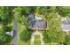Aerial view of the brick house, circular driveway, and pool at 4691 Mill Pond Rd., Murrells Inlet, SC 29576