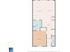 Modern condo floor plan featuring a bedroom, 2 baths, large living and dining area, and kitchen at 4827 Orchid Way # 1-203, Myrtle Beach, SC 29577