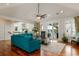 Spacious living room with high ceilings, hardwood floors and stylish furniture at 4986 Salt Creek Ct., North Myrtle Beach, SC 29582