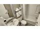 Bathroom with vanity, toilet, shower and tub combination and modern finishes at 5300 N Ocean Blvd. # 442, Myrtle Beach, SC 29577