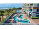 A lazy river is adjacent to the beach at this oceanfront resort with plentiful seating and beautiful views at 5300 N Ocean Blvd. # 442, Myrtle Beach, SC 29577