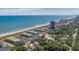 Overhead view of the beachfront neighborhood with condos, hotels, and ocean views at 5601 N Ocean Blvd. # B-314, Myrtle Beach, SC 29577