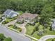 Stunning aerial view of a grand estate with lush landscaping, circular drive, and sparkling pool at 664 Oxbow Dr., Myrtle Beach, SC 29579