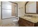 Bathroom features granite countertops, a sliding glass shower, and detailed tile work at 664 Oxbow Dr., Myrtle Beach, SC 29579