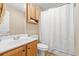 Well-lit bathroom with a vanity, toilet, and walk-in shower at 938 Fox Hollow Rd., Conway, SC 29526
