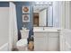 Bathroom with white vanity, neutral tile, and shower/tub combination at 1003 S Ocean Blvd. # 802, North Myrtle Beach, SC 29582