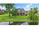 Backyard view of home showcasing landscaping and patio at 1106 Bluffton Ct., Myrtle Beach, SC 29579