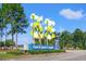 Entrance to Park and Sports Complex in North Myrtle Beach featuring modern art and lush landscaping at 1201 Crooked Hook Rd., North Myrtle Beach, SC 29582