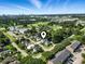 Aerial view of the property in a lush residential neighborhood with a city skyline in the background at 1575 Victoria Ln., Myrtle Beach, SC 29577