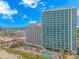 Wonderful aerial view of the oceanfront resort, showing the pools, beach, and nearby attractions at 201 S Ocean Blvd. # 616, Myrtle Beach, SC 29577