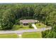 An aerial view of a quaint single-Gathering home nestled among mature trees and greenery, offering privacy at 2135 Starduster Ln., Little River, SC 29566