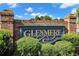 Attractive Glenmere neighborhood sign set in a brick surround with lush green shrubbery at 3888 Stillwood Dr., Myrtle Beach, SC 29588
