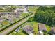 Aerial view of neighborhood with fenced yards, mature trees, and community amenities at 405 Spring View Ct., Little River, SC 29566