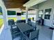 Covered patio with seating, a ceiling fan, and an outdoor television at 405 Spring View Ct., Little River, SC 29566